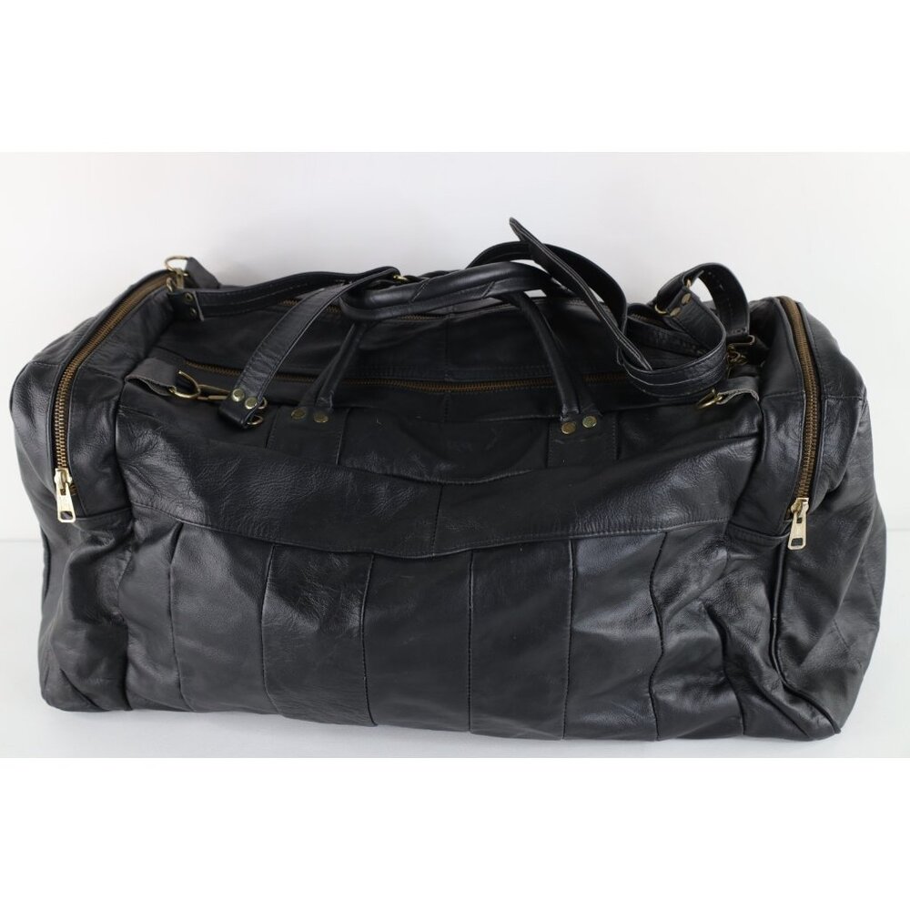 Vintage 90s Streetwear Distressed Soft Leather Duffel Bag Carry On Weekender - Picture 5 of 12